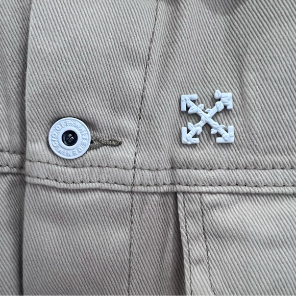 Off-White Diagonal Print Denim Jacket In Neutrals - Picture 7 of 10